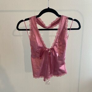 NWT Urban Outfitters Silky Pink Halter - Size small